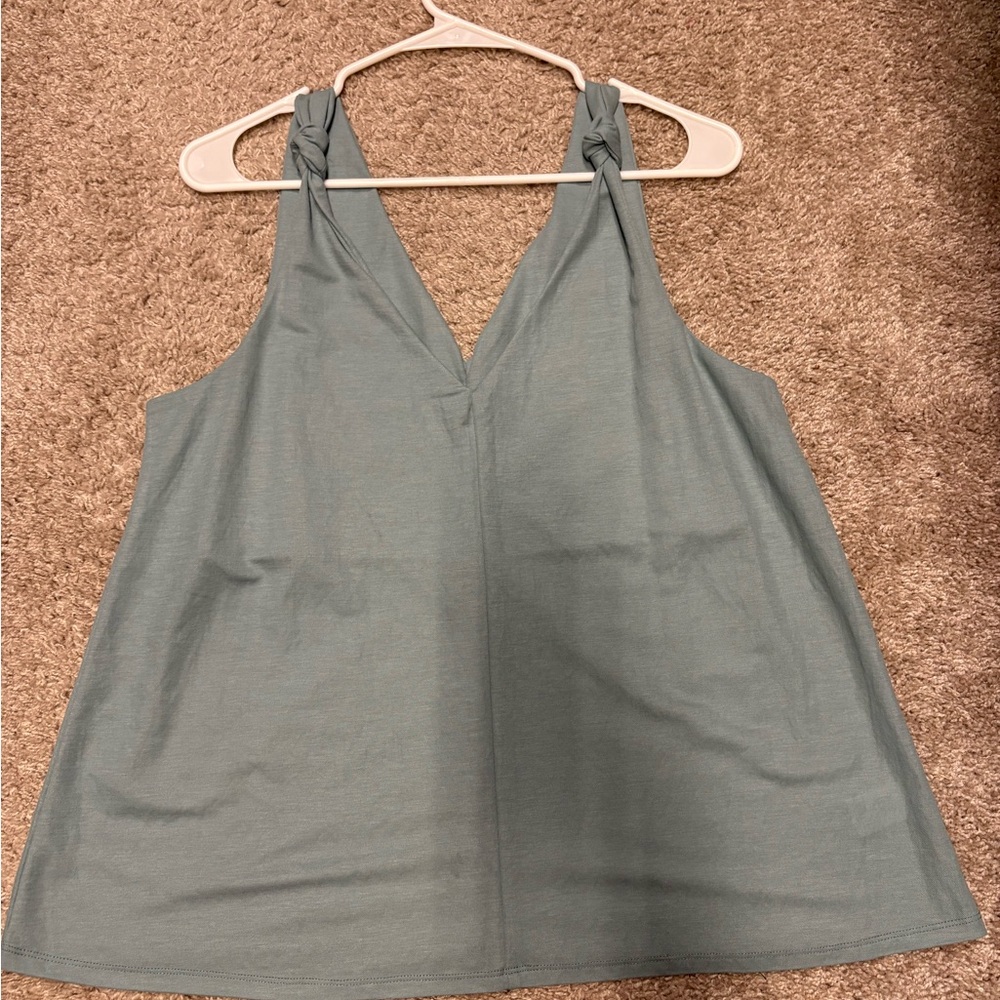 Bobeau Dusty Teal Sleeveless deep V-Back Tank Top